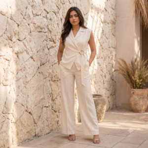 Button Vest & Wide-Leg Trouser Co-Ord Set