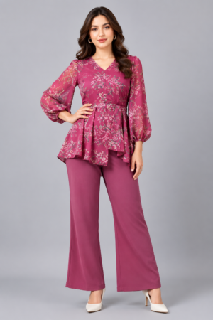 women's floral peplum co ord set