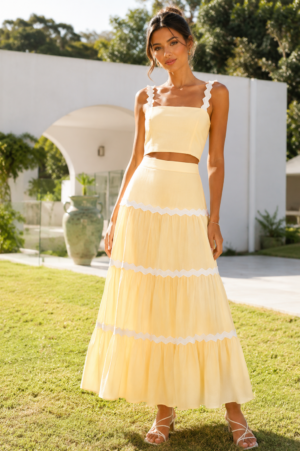 women's tiered maxi skirt co ord set