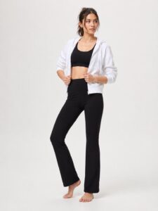 Black High-Waist Flared Activewear Pants straight leg trouser black (copy)