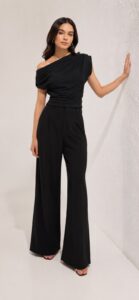 Women's Black One-Shoulder Co-Ord Set women's white cowl neck formal top (copy)