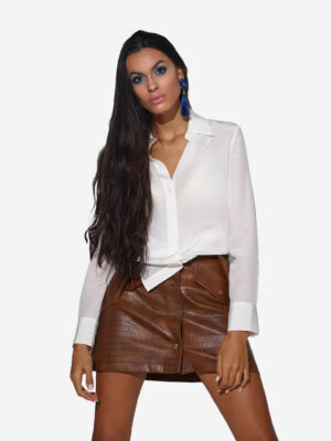 silk long shirt white