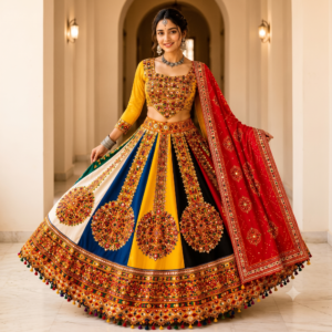 Paneled Multi-Color Lehenga